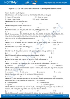 Một số bài tập tìm công thức phân tử và bài tập về Hidrocacbon môn Hóa học 11 năm 2020