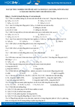 Bài tập trắc nghiệm chuyên đề Axit Cacboxylic môn Hóa học 11 năm 2020 Trường THPT Chuyên Hưng Yên