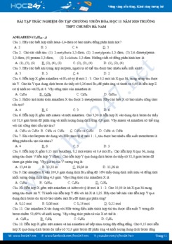 Bài tập trắc nghiệm ôn tập Chương V môn Hóa học 11 năm 2020 Trường THPT Chuyên Hà Nam