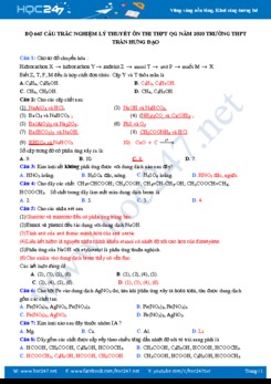 Bộ 645 câu trắc nghiệm lý thuyết ôn thi THPT QG năm 2020 Trường THPT Trần Hưng Đạo