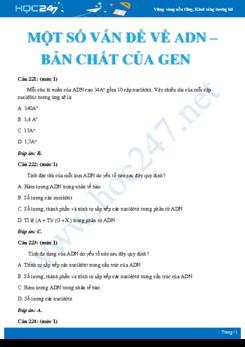 43 Câu hỏi trắc nghiệm chủ đề Một số vấn đề về ADN - Bản chất của gen Sinh học 9 có đáp án