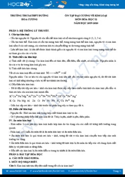 Đề cương ôn tập về kim loại năm 2020 môn Hóa học 12 Trường THCS&THPT Đường Hoa Cương