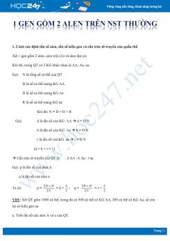 Phương pháp xác định các yếu tố di truyền quần thể xét trên 1 gen gồm 2 alen trên NST thường Sinh học 12