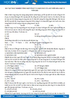 Bài tập trắc nghiệm tổng hợp về sắt và hợp chất của sắt môn Hóa học 12 năm 2020