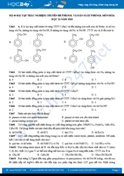 Bộ 40 bài tập chuyên đề Phenol và dẫn xuất Phenol môn Hóa học 12 năm 2020