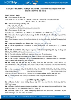 Bài tập lý thuyết và tự luận ôn tập chuyên đề Anken môn Hóa học 11 năm 2020 Trường THPT Võ Chí Công
