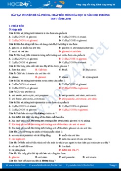 Bài tập chuyên đề xà phòng, chất béo môn Hóa học 12 năm 2020 Trường THPT Vĩnh Linh