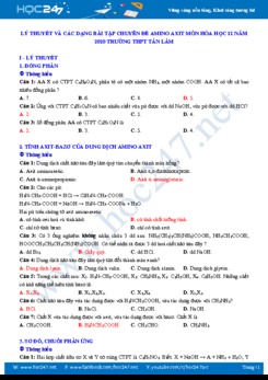 Lý thuyết và các dạng bài tập chuyên đề Amino axit môn Hóa học 12 năm 2020 Trường THPT Tân Lâm