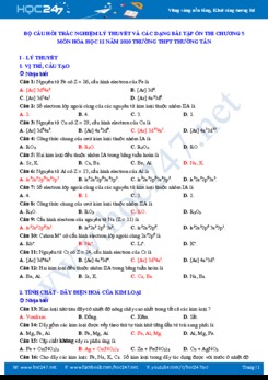 Bộ câu hỏi lý thuyết và các dạng bài tập ôn thi Chương 5 môn Hóa học 12 năm 2020 Trường THPT Thường Tân