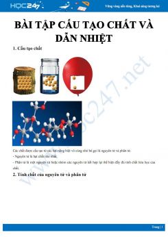 Chuyên đề Bài tập về cấu tạo chất và dẫn nhiệt môn Vật lý 8 có hướng dẫn chi tiết