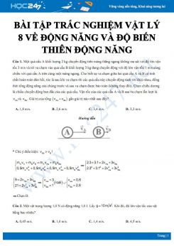 18 bài tập trắc nghiệm Vật lý 8 về động năng và độ biến thiên động năng có lời giải