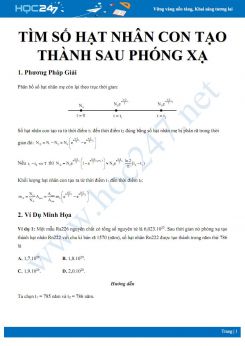 Bài tập tìm số hạt nhân con tạo thành sau khi phóng xạ môn Vật lý 12 có đáp án