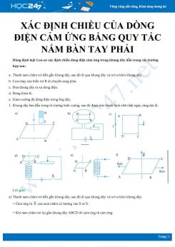 Xác định chiều của dòng điện cảm ứng bằng Quy tắc nắm bàn tay phải môn Vật lý 11