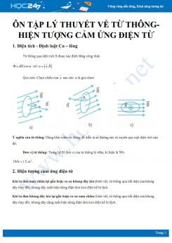 Ôn tập lý thuyết về Từ thông- Hiện tượng cảm ứng điện từ- Định luật Len – xơ và Định luật Fa-ra-đây