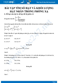 2 dạng bài tập tìm số hạt và khối lượng hạt nhân trong Phóng xạ môn Vật lý 12 có đáp án