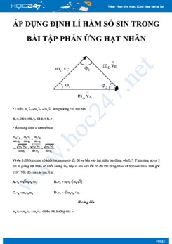 Áp dụng định lí hàm số sin trong bài tập phản ứng hạt nhân môn Vật lý 12