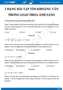 2 dạng bài tập tìm khoảng vân trong Giao thoa ánh sáng môn Vật lý 12 có đáp án