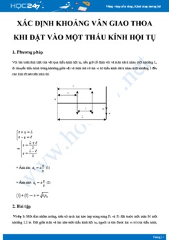 Bài tập xác định khoảng vân giao thoa khi đặt vào một Thấu kính hội tụ có đáp án