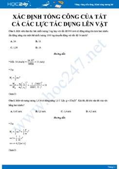 Bài tập xác định tổng công của tất cả các lực tác dụng lên vật môn Vật lý 8 có đáp án