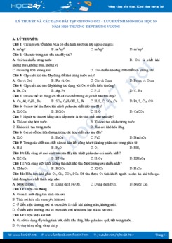 Lý thuyết và các dạng bài tập ôn tập Chương Oxi - Lưu Huỳnh môn Hóa học 10 năm 2020 Trường THPT Hùng Vương