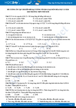 Bài tập trắc nghiệm ôn tập chuyên đề đại cương về kim loại môn Hóa học 12 năm 2020 Trường THPT Phố Mới