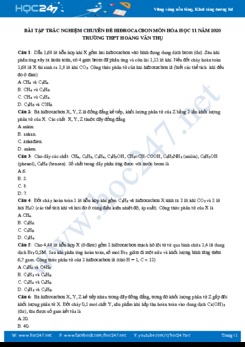 Bài tập trắc nghiệm ôn tập chuyên đề Hiđrocacbon môn Hóa học 11 năm 2020 Trường THPT Hoàng Văn Thụ