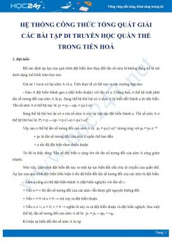 Hệ thống hóa các công thức tổng quát giải các dạng bài tập di truyền học quần thể trong tiến hóa Sinh học 12