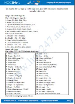 Đề cương ôn tập HK2 năm 2020 môn Hóa học 11 Trường THPT Nguyễn Viết Xuân