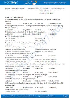 Đề cương ôn tập chuyên đề Anđehit và Axit Cacboxylic môn Hóa học 11 năm 2020 Trường THPT Thành Sen