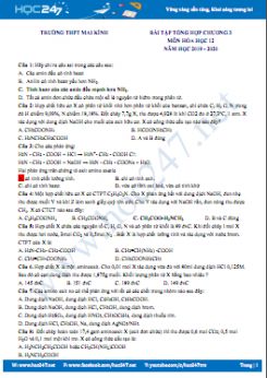 Bài tập tổng hợp Chương 3 môn Hóa học 12 năm 2020 Trường THPT Mai Kính