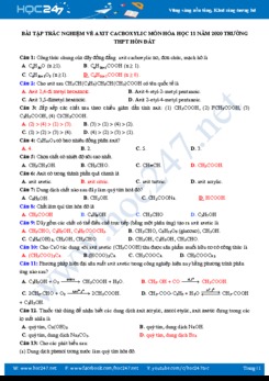 Bài tập trắc nghiệm về Axit Cacboxylic môn Hóa học 11 năm 2020 Trường THPT Hòn Đất