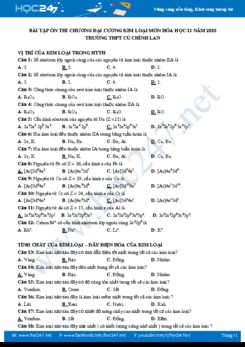 Bài tập ôn thi Chương Đại cương kim loại môn Hóa học 12 năm 2020 Trường THPT Cù Chính Lan