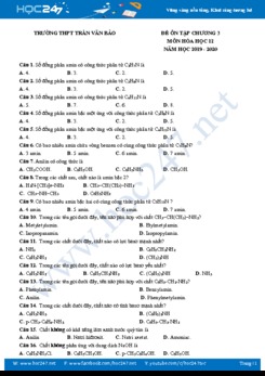 Bài tập trắc nghiệm Chương 3 môn Hóa học 12 năm 2020 Trường THPT Trần Văn Bảo