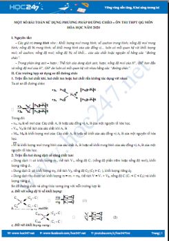 Một số bài toán sử dụng phương pháp đường chéo - Ôn thi THPT QG môn Hóa học năm 2020
