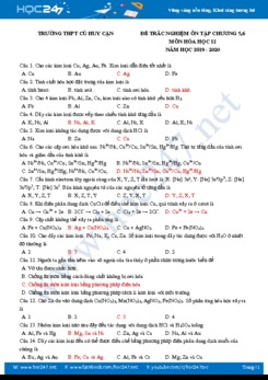 Đề ôn tập Chương 5, 6 môn Hóa học 12 năm 2020 Trường THPT Cù Huy Cận