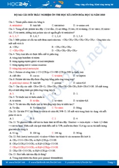 Bộ 162 câu trắc nghiệm ôn thi HK2 môn Hóa học 12 năm 2020