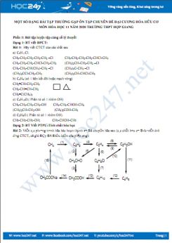 Một số dạng bài tập ôn chuyên đề đại cương Hóa hữu cơ môn Hóa học 11 năm 2020 Trường THPT Hợp Giang