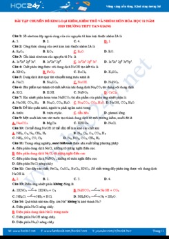 Bài tập chuyên đề Kim loại kiềm, kiềm thổ và Nhôm môn Hóa học 12 năm 2020 Trường THPT Tan Giang
