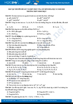 Bài tập chuyên đề về sắt và hợp chất của sắt môn Hóa học 12 năm 2020 Trường THPT Ninh Trực