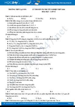 Tổng hợp lý thuyết ôn thi tốt nghiệp THPT năm 2020 môn Hóa học 11 Trường THPT Lại Sơn