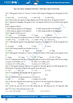 Bài tập trắc nghiệm ôn tập Chương 1 môn Hóa học 8 năm 2020