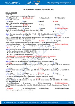 Đề ôn tập HK2 môn Hóa học 11 năm 2020 có đáp án Trường THPT Hòn Đất