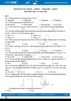 Bộ đề ôn tập chuyên đề Ankan, Anken, Ankadien và Ankin môn Hóa học 11 năm 2020