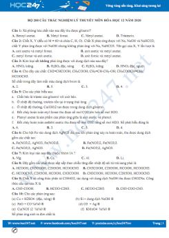 Bộ 200 câu trắc nghiệm ôn tập lý thuyết môn Hóa học 12 năm 2020