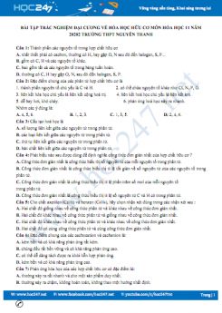Bài tập trắc nghiệm Đại cương về Hóa hữu cơ môn Hóa học 11 năm 2020 Trường THPT Nguyễn Thanh