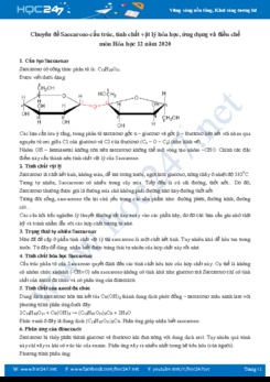 Chuyên đề Saccarozo môn Hóa học 12 năm 2020 Trường THPT Quang Trung