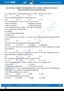 Bài tập trắc nghiệm chuyên đề phản ứng oxi hóa khử môn Hóa học 10 năm 2020 Trường THPT Nguyễn Bá Ngọc