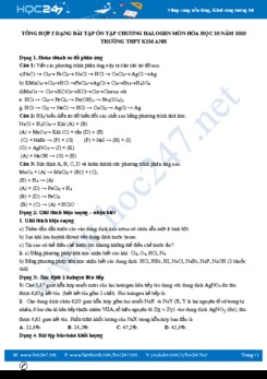 Tổng hợp 5 dạng bài tập ôn tập chương Halogen môn Hóa học 10 năm 2020 Trường THPT Kim Anh