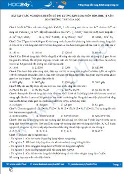 Bài tập trắc nghiệm chuyên đề Đại cương về kim loại môn Hóa học 12 năm 2020 Trường THPT Gia Lộc