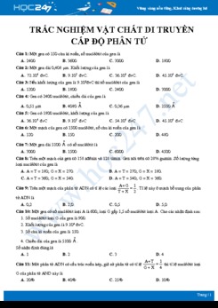 40 Câu hỏi trắc nghiệm kiến thức vật chất di truyền cấp độ phân tử Sinh học 12 có đáp án